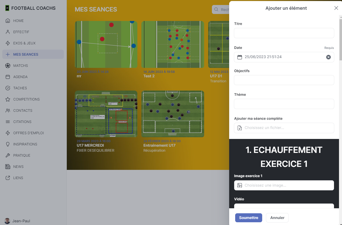 entrainement football